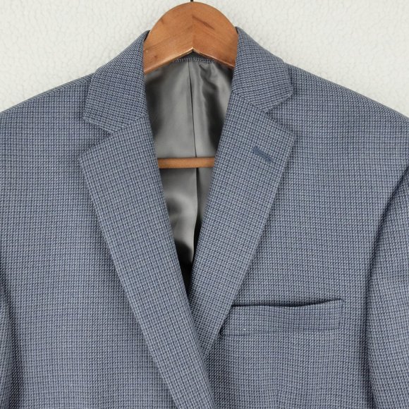 Chaps Blazer 38R Blue Geometric Two Button Double Vent Business Casual Formal - Picture 2 of 13